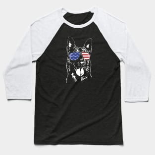 Proud Belgian Malinois American Flag patriotic K9 dog Baseball T-Shirt